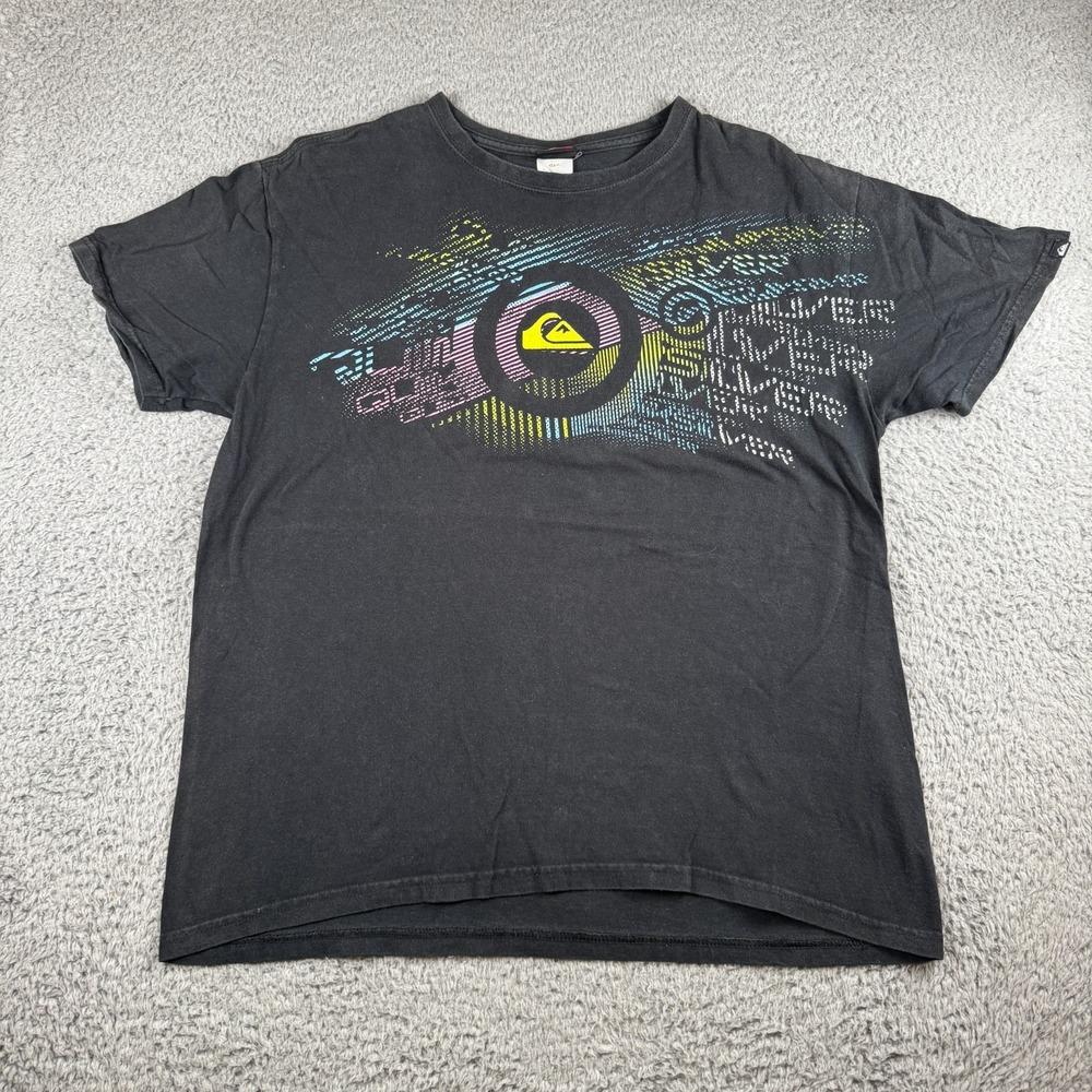 Vintage 2000s Quiksilver Shirt Surf Skate Black T-Shirt Y2K Size S/M